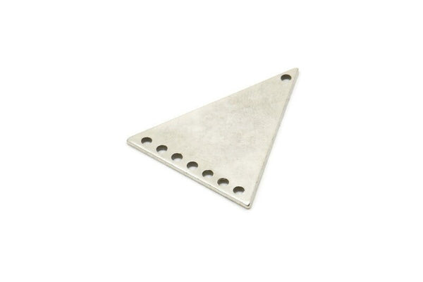 Gümüş Üçgen Charm, 8 Delikli 4 Antik Gümüş Kaplama Pirinç Üçgen Bağlantı Parçası, Küpeler, Bulgular (26x23x1mm) D1180