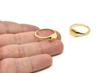 Gold Oval Ring, 2 Gold Plated Brass Ring Oval Settings (18mm) E266