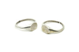 Silver Oval Ring, 4 Antique Silver Plated Brass Ring Oval Settings (18mm) E266
