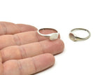 Silver Oval Ring, 4 Antique Silver Plated Brass Ring Oval Settings (18mm) E266