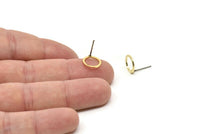 Gold Circle Earring, 8 Gold Plated Brass Circle Stud Earrings (10x0.80mm) A2576 A6040
