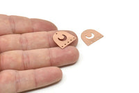 Rose Gold Moon Charm, 8 Rose Gold Plated Brass D Shape Charms With 6 Holes (16x17x0.50mm) M720