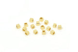 Gold Tube Beads, 24 Gold Plated Brass Square Cube Beads (3mm) Bs 1146 N0548