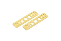 Gold Rectangle Charm, 2 Gold Plated Brass Moon Phases Charms With 2 Holes, Stamping Blanks (40x10x0.80mm) M01997 H1149