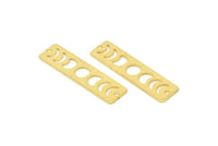 Gold Rectangle Charm, 2 Gold Plated Brass Moon Phases Charms With 2 Holes, Stamping Blanks (40x10x0.80mm) M01997 H1149