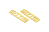 Gold Rectangle Charm, 2 Gold Plated Brass Moon Phases Charms With 2 Holes, Stamping Blanks (40x10x0.80mm) M01997 H1149