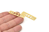 Gold Rectangle Charm, 2 Gold Plated Brass Moon Phases Charms With 2 Holes, Stamping Blanks (40x10x0.80mm) M01997 H1149
