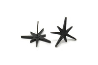 Siyah Boom Küpe, 4 Oksitlenmiş Siyah Pirinç Boom Küpe (22x17x2mm) N1488