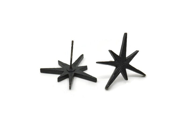 Siyah Boom Küpe, 4 Oksitlenmiş Siyah Pirinç Boom Küpe (22x17x2mm) N1488