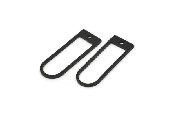 Siyah D Şeklinde Tılsım, 1 Delikli 12 Oksitlenmiş Siyah Pirinç D Şeklinde Tılsım, Küpeler, Bulgular (26x9x1mm) A4416 Q0715