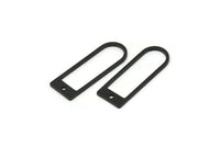 Siyah D Şeklinde Tılsım, 1 Delikli 12 Oksitlenmiş Siyah Pirinç D Şeklinde Tılsım, Küpeler, Bulgular (26x9x1mm) A4416 Q0715