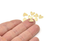 Gold Heart Charm, 12 Textured Gold Plated Brass Heart Charms With 1 Hole (8x1mm) M02170