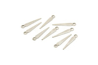 Silver Spike Charm, 50 Antique Silver Plated Brass Spike Charms With 1 Loop (17x3mm) A0266