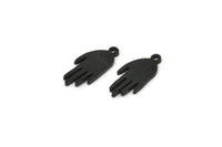 Siyah El Charmı, 1 Halka, Kolye Uçları, Küpe Aksesuarları ile 6 Oksitlenmiş Siyah Pirinç El Şeklinde Charm (15x7x1,2 mm) N1900