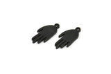 Siyah El Charmı, 1 Halka, Kolye Uçları, Küpe Aksesuarları ile 6 Oksitlenmiş Siyah Pirinç El Şeklinde Charm (15x7x1,2 mm) N1900