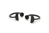 Black Ring Settings, 2 Oxidized Black Brass Moon And Planet Ring With 1 Stone Setting - Pad Size 5mm N1063
