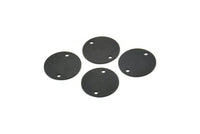 Siyah Yuvarlak Konnektör, 2 Delikli 8 Oksitlenmiş Siyah Pirinç Kabaşon Yuvarlak Konnektör, Bulgular (14X0,60 mm) D1044