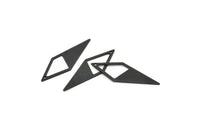 Black Diamond Charm, 10 Oxidized Black Brass Rhombus Charms With 1 Hole, Earrings, Findings (33x12x10,80m) D0670