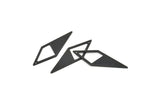 Black Diamond Charm, 10 Oxidized Black Brass Rhombus Charms With 1 Hole, Earrings, Findings (33x12x10,80m) D0670