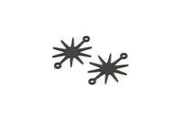 Siyah Yıldız Charm, 2 Döngülü 24 Oksitlenmiş Siyah Pirinç Yıldız Charm, Bağlantı Elemanları (19x15x0,60 mm) A3234 H0823