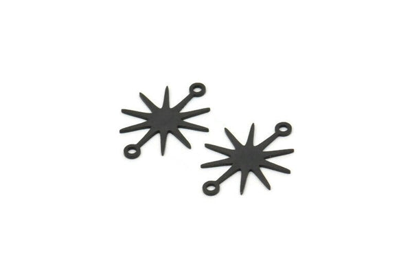 Siyah Yıldız Charm, 2 Döngülü 24 Oksitlenmiş Siyah Pirinç Yıldız Charm, Bağlantı Elemanları (19x15x0,60 mm) A3234 H0823