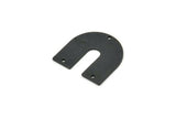 Black Geometric Charm, 4 Oxidized Black Brass U Shaped Pendants With 3 Holes, Earrings, Findings (21.5x21x1mm) D977