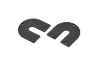 Black Geometric Charm, 4 Oxidized Black Brass U Shaped Pendants With 3 Holes, Earrings, Findings (21.5x21x1mm) D977