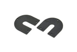 Black Geometric Charm, 4 Oxidized Black Brass U Shaped Pendants With 3 Holes, Earrings, Findings (21.5x21x1mm) D977