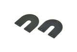 Black Geometric Charm, 4 Oxidized Black Brass U Shaped Pendants With 3 Holes, Earrings, Findings (21.5x21x1mm) D977