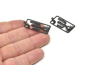 Siyah Kaktüs Tılsımı, 1 Döngülü 8 Oksitlenmiş Siyah Pirinç Kaktüs Tılsımı (33x15x0,60 mm) A4547