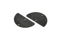 Semi Circle Charm, 6 Oxidized Black Brass Half Moon Blanks With 2 Holes, Earrings, Pendants (24x13x0.80mm) D918