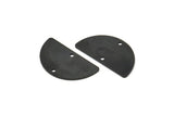 Semi Circle Charm, 6 Oxidized Black Brass Half Moon Blanks With 2 Holes, Earrings, Pendants (24x13x0.80mm) D918
