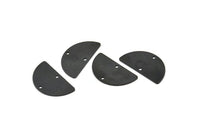 Semi Circle Charm, 6 Oxidized Black Brass Half Moon Blanks With 2 Holes, Earrings, Pendants (24x13x0.80mm) D918