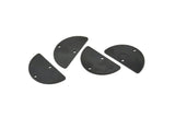 Semi Circle Charm, 6 Oxidized Black Brass Half Moon Blanks With 2 Holes, Earrings, Pendants (24x13x0.80mm) D918