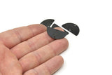Semi Circle Charm, 6 Oxidized Black Brass Half Moon Blanks With 2 Holes, Earrings, Pendants (24x13x0.80mm) D918