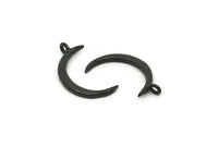 Black Moon Charm, 8 Oxidized Black Brass Crescent Moon With 1 Loop, Earrings (22x2x1.5mm) N1491