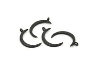 Black Moon Charm, 8 Oxidized Black Brass Crescent Moon With 1 Loop, Earrings (22x2x1.5mm) N1491
