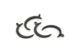 Black Moon Charm, 8 Oxidized Black Brass Crescent Moon With 1 Loop, Earrings (22x2x1.5mm) N1491