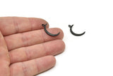 Black Moon Charm, 8 Oxidized Black Brass Crescent Moon With 1 Loop, Earrings (22x2x1.5mm) N1491