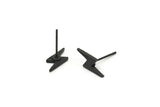 Siyah Küpe, 8 Oksitlenmiş Siyah Pirinç Şimşek Çivi Küpe (14x5x1,2 mm) N1644