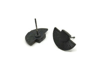 Siyah Küpe Sapları, 6 Oksitlenmiş Siyah Pirinç Yarım Daire Küpe Saplaması (16x10mm) N0797