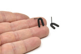 Küpe Çivisi, 6 Oksitlenmiş Siyah Pirinç - U Şeklinde Küpeler - Siyah Küpeler - Küpeler (12x8x1,5 mm) N1410