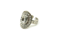 Silver Royal Ring, Silver Tone Brass Royal Ring With 1 Stone Settings - Pad Size 8x6mm N1992