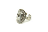 Silver Royal Ring, Silver Tone Brass Royal Ring With 1 Stone Settings - Pad Size 8x6mm N1992