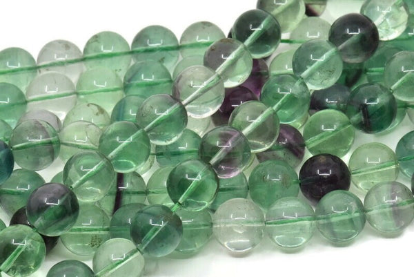 Gökkuşağı Florit Boncukları, Yuvarlak Değerli Taş Boncukları, Doğal Yeşil Florit Kristal Kuvars Boncukları, 14x13 mm Tam Zincir Florit Değerli Taş