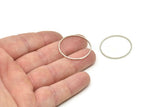 28mm Circle Connectors - 12 Silver Tone Brass Circle Connectors (28x1x1mm) BS 1090