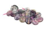 Gökkuşağı Florit Boncukları, Yuvarlak Değerli Taş Boncukları, Doğal Mor Florit Kristal Kuvars Boncukları, 15 - 19 - 21 mm Tam Telli Florit Değerli Taş