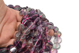 Gökkuşağı Florit Boncukları, Yuvarlak Değerli Taş Boncukları, Doğal Mor Florit Kristal Kuvars Boncukları, 15 - 19 - 21 mm Tam Telli Florit Değerli Taş