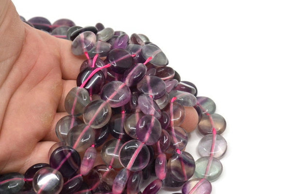 Gökkuşağı Florit Boncukları, Yuvarlak Değerli Taş Boncukları, Doğal Mor Florit Kristal Kuvars Boncukları, 15 - 19 - 21 mm Tam Telli Florit Değerli Taş