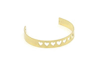 Brass Bracelet Heart, Raw Brass Flat Bracelet With 2 Holes, Raw Brass Heart Bangle, Bracelet Bangle (145x10x0.80mm) SMP1888